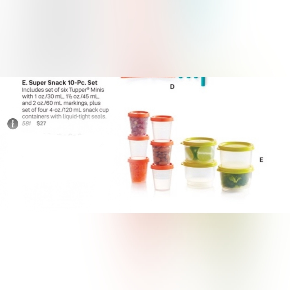 Tupperware super snack set 10 count